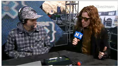 Shaun White does an interview on ESPN's live webcast Inside X at the Winter X Games